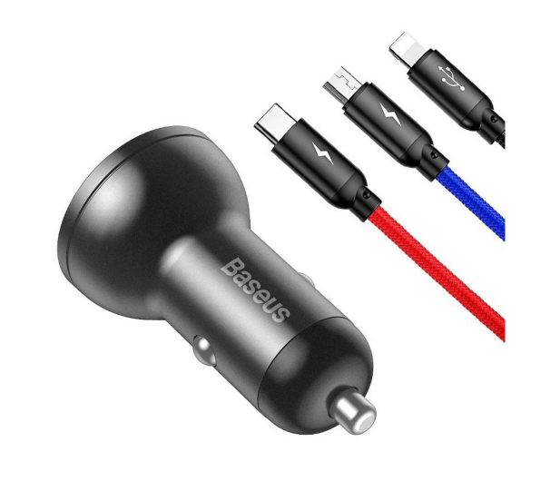 Baseus ładowarka samochodowa 2x USB 4,8A 24W z LCD - 1502066 - zdjęcie 2